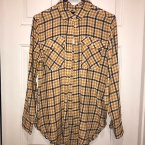 NWT Gold-Yellow/ Navy J Crew Cotton Button Down